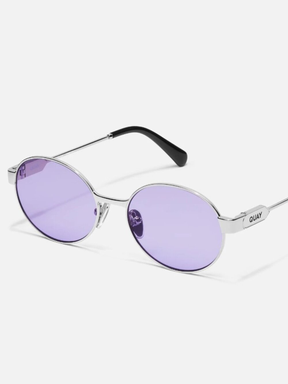 New Quay Anyways Silver Frame / Violet Lens Sunglasses SKU 80880 W Case / Cloth